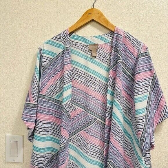 Chico’s Rainbow Dots Easy Kimono Jacket Size Medium - Picture 5 of 13